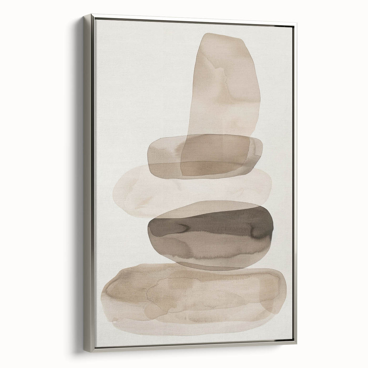 Abstract minimalist wall art framed canvas in silver, showcasing a modern geometric design with soft hues, ideal for contemporary home decor.