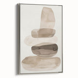Abstract minimalist wall art framed canvas in silver, showcasing a modern geometric design with soft hues, ideal for contemporary home decor.