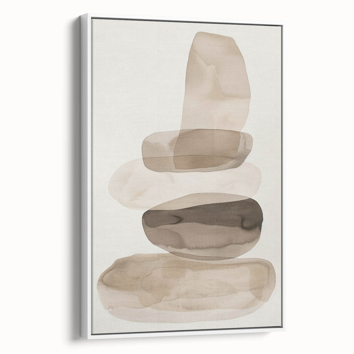 Framed minimalistic abstract wall art showcasing a sleek white design, ideal for modern decor. The side view highlights its elegant lines and contemporary style.