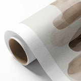 Abstract minimalist wall art on rolled canvas showcasing soft pastel colors and fluid shapes, ideal for modern home decor, packaged securely in a cardboard tube.