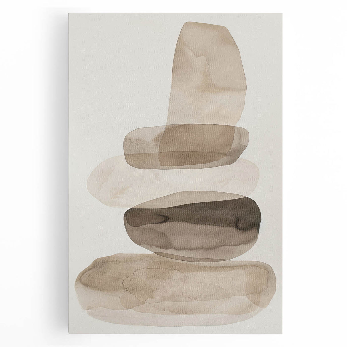 Abstract minimalist wall art on stretched canvas, featuring soothing pastel colors and geometric shapes, perfect for modern home decor and artistic expression.