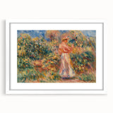 Impressionist Garden Scene Wall Art - Renoir's Woman in Pink and White
