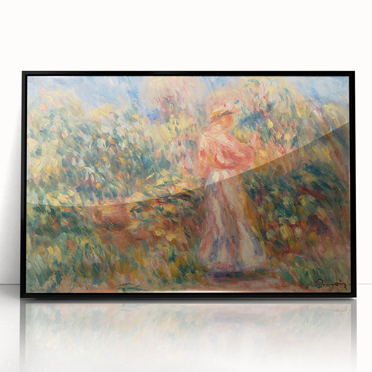 Impressionist Garden Scene Wall Art - Renoir's Woman in Pink and White