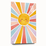 Playroom Wall Art - Cheerful Sunburst Kids Room Decor for Girls