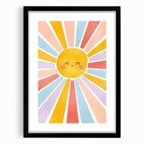 Playroom Wall Art - Cheerful Sunburst Kids Room Decor for Girls