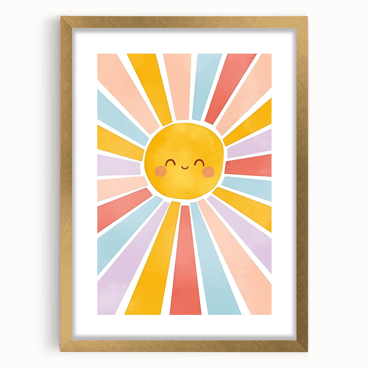 Playroom Wall Art - Cheerful Sunburst Kids Room Decor for Girls