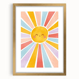 Playroom Wall Art - Cheerful Sunburst Kids Room Decor for Girls