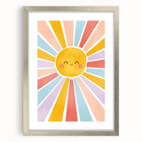 Playroom Wall Art - Cheerful Sunburst Kids Room Decor for Girls