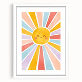 Playroom Wall Art - Cheerful Sunburst Kids Room Decor for Girls