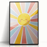 Playroom Wall Art - Cheerful Sunburst Kids Room Decor for Girls