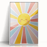 Playroom Wall Art - Cheerful Sunburst Kids Room Decor for Girls
