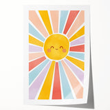 Playroom Wall Art - Cheerful Sunburst Kids Room Decor for Girls