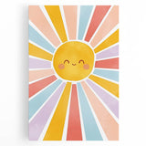 Playroom Wall Art - Cheerful Sunburst Kids Room Decor for Girls