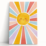 Playroom Wall Art - Cheerful Sunburst Kids Room Decor for Girls
