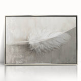 Framed Dining Room Prints - Neutral Feather Artwork for Dining Area