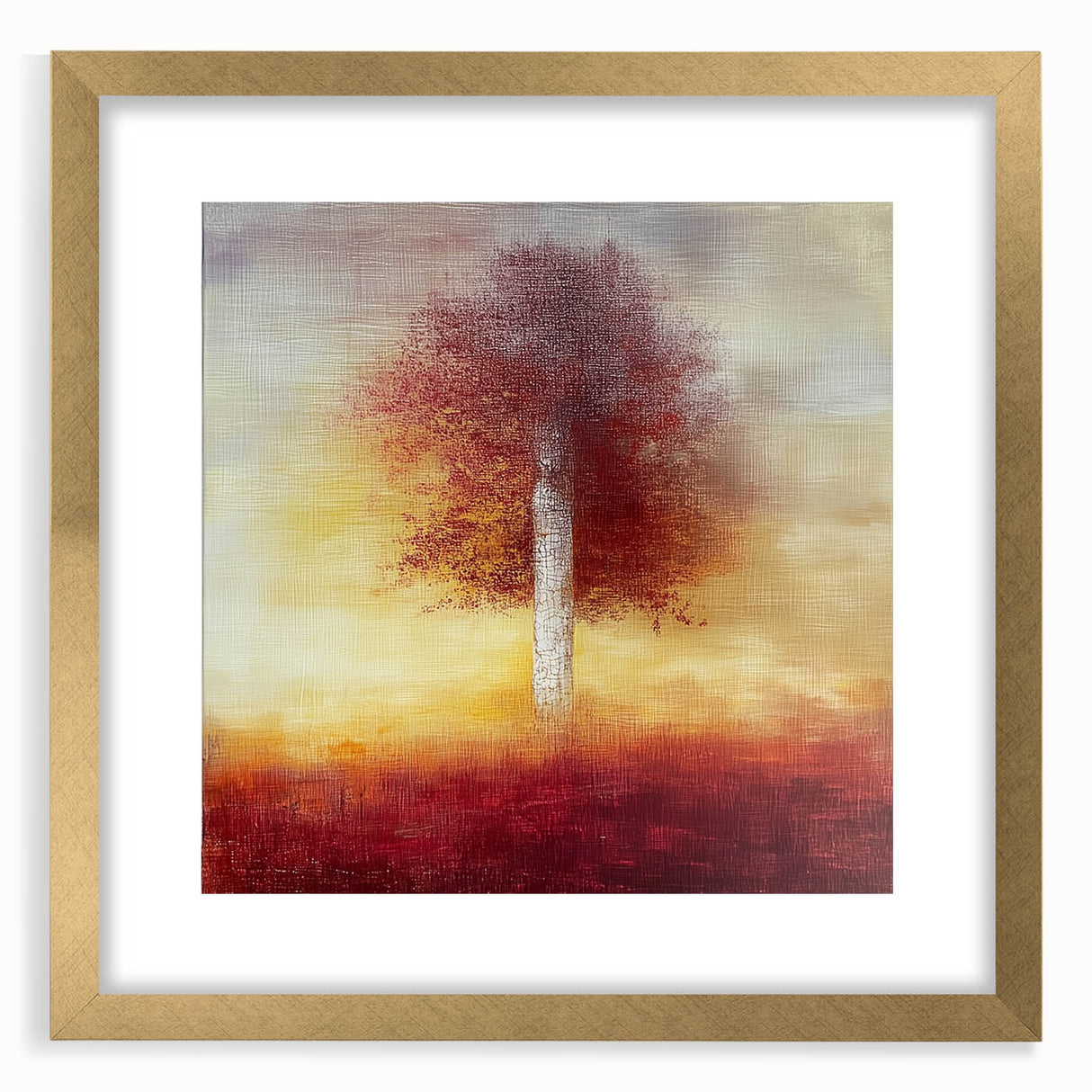 Elegant gold-framed abstract floral artwork with a matte finish, showcasing vibrant colors and intricate designs, perfect for home decor or artistic display.