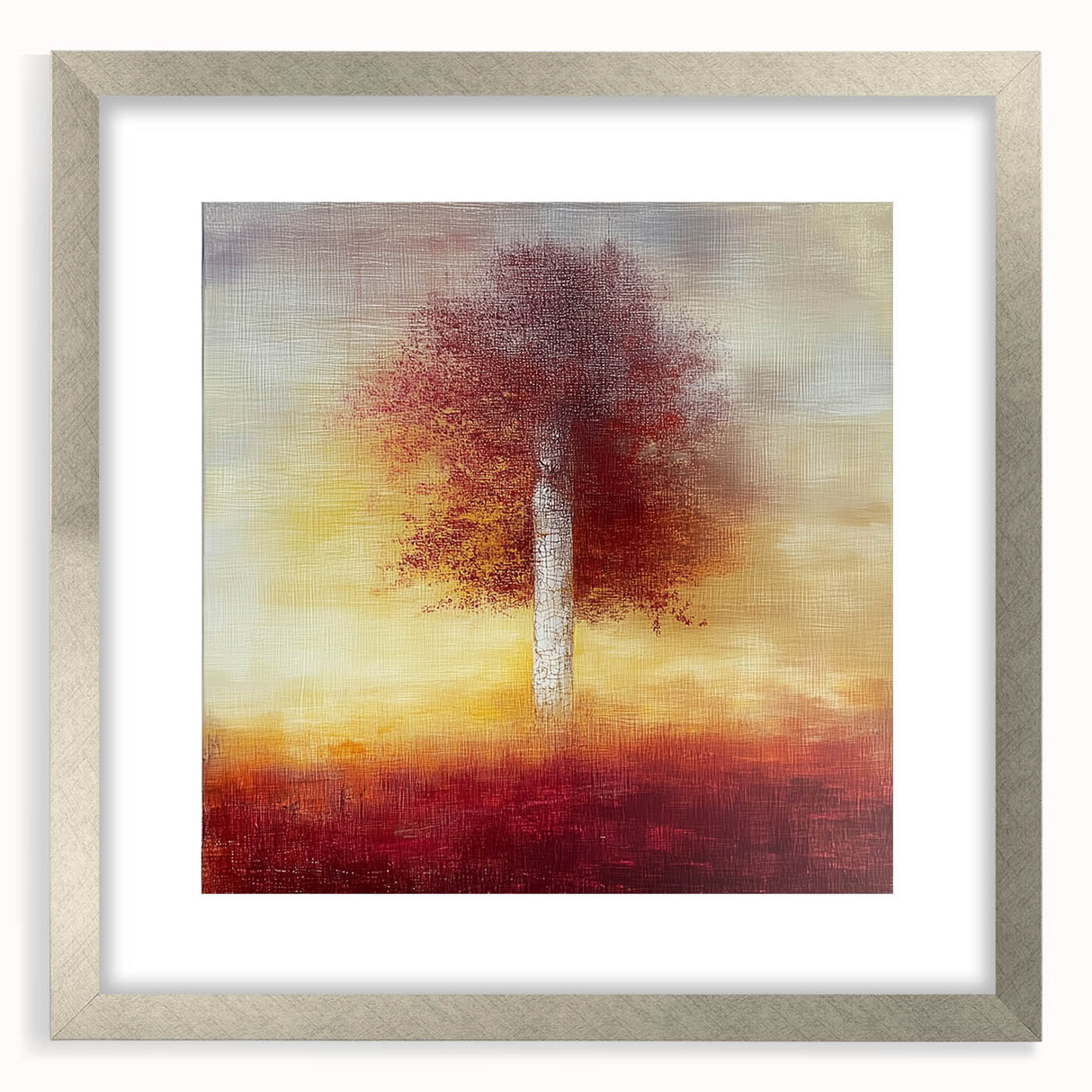 Abstract floral artwork framed in elegant silver matting, showcasing vibrant colors and intricate designs, perfect for modern home decor or art collections.