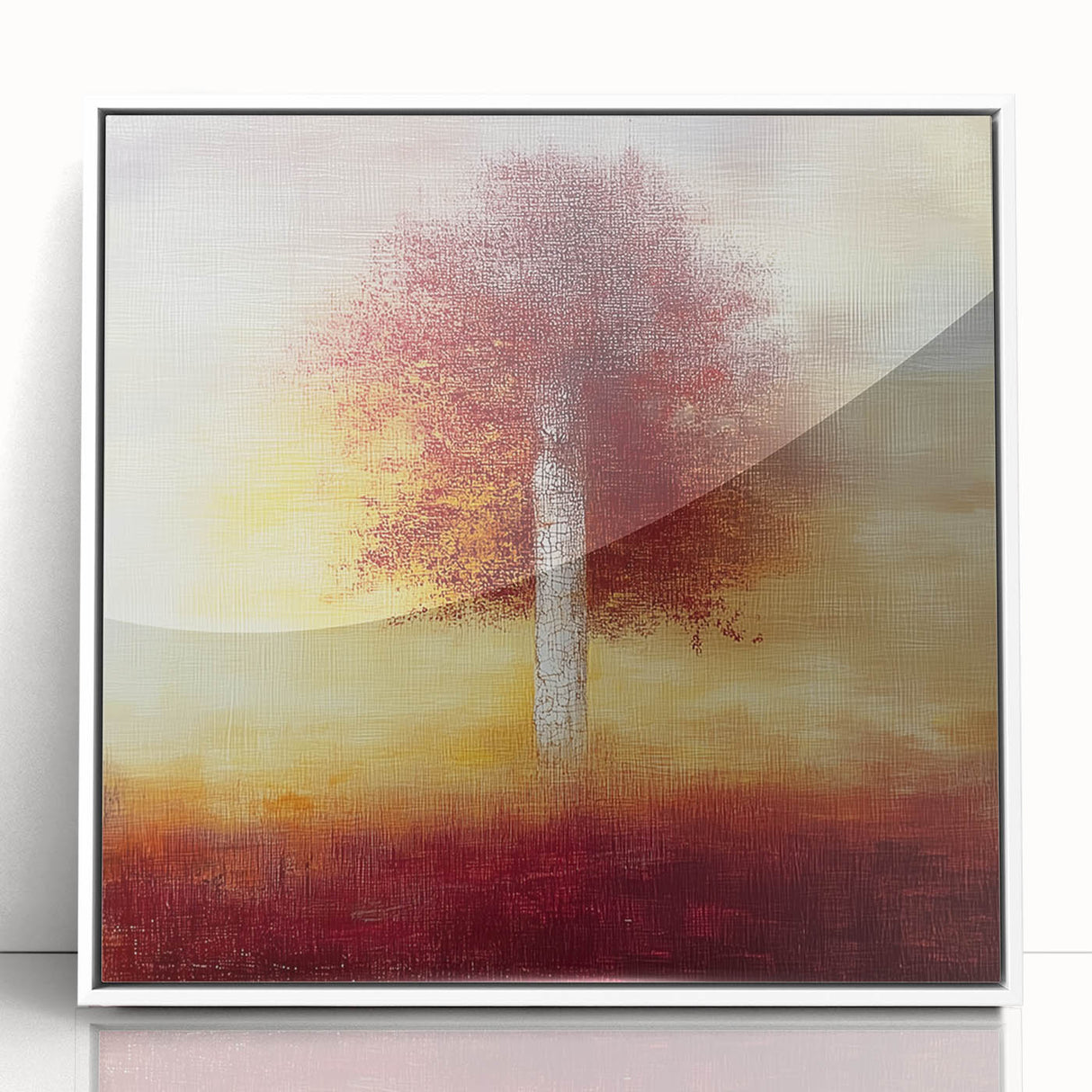 Framed acrylic artwork showcasing vibrant abstract floral designs in white and pastel colors, perfect for modern home decor or office settings, enhancing any wall space.