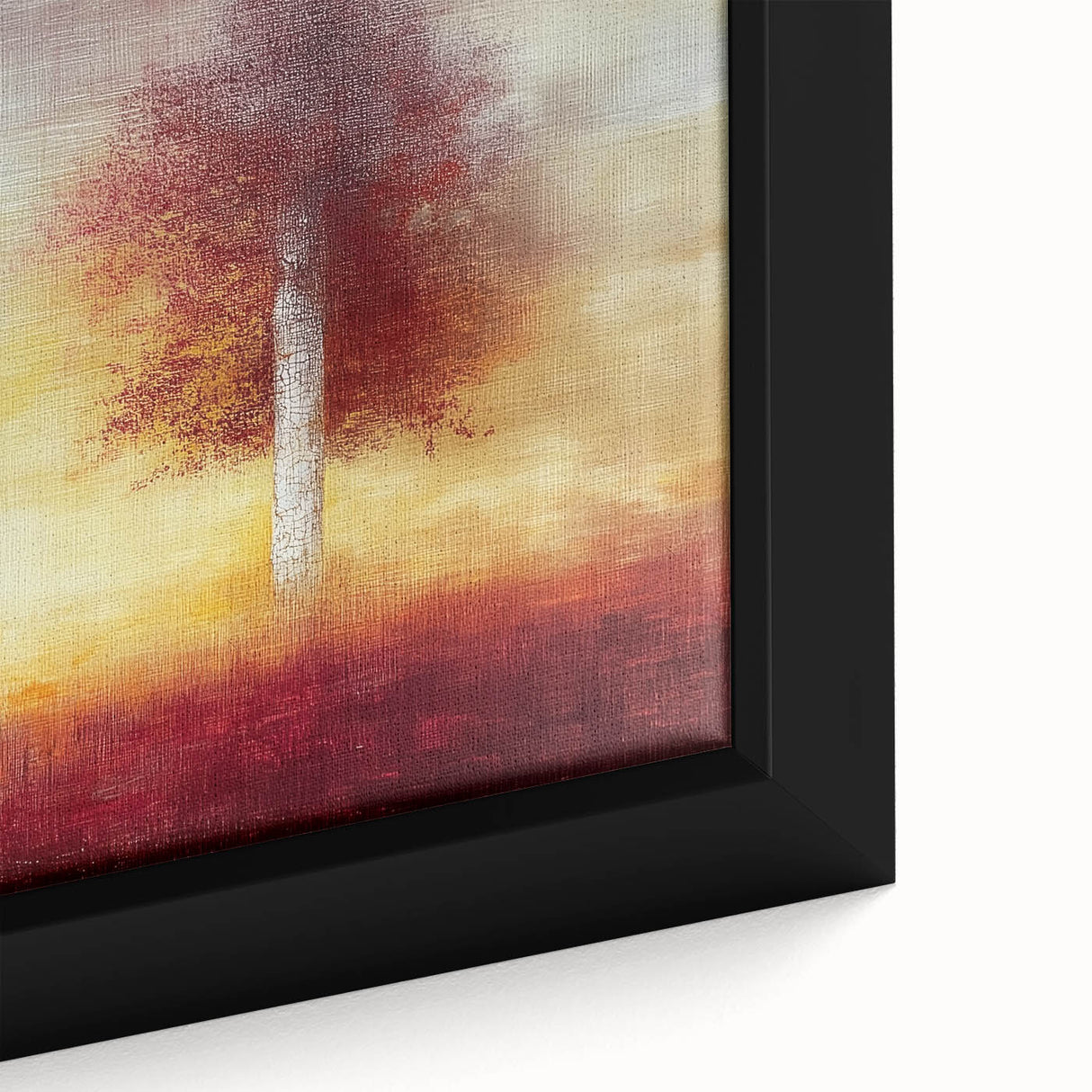 Close-up of a framed abstract floral canvas artwork, showcasing vibrant colors and intricate patterns, perfect for modern home decor. The design features bold hues of blue, pink, and gold, adding an elegant touch to any room.