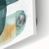 Abstract minimalist wall art design showcasing vibrant colors and geometric shapes on acrylic glass, emphasizing modern decor aesthetics and artistic expression.