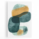 Abstract minimalist wall art on stretched canvas, showcasing soft pastel colors and geometric shapes, perfect for modern home decor. Ideal for creating a serene atmosphere in living spaces or offices.