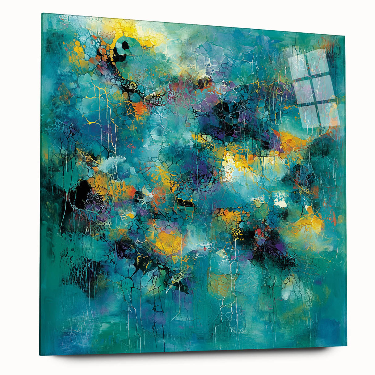 Tropical Abstract Wall Art – Turquoise, Lime & Coral Canvas Print