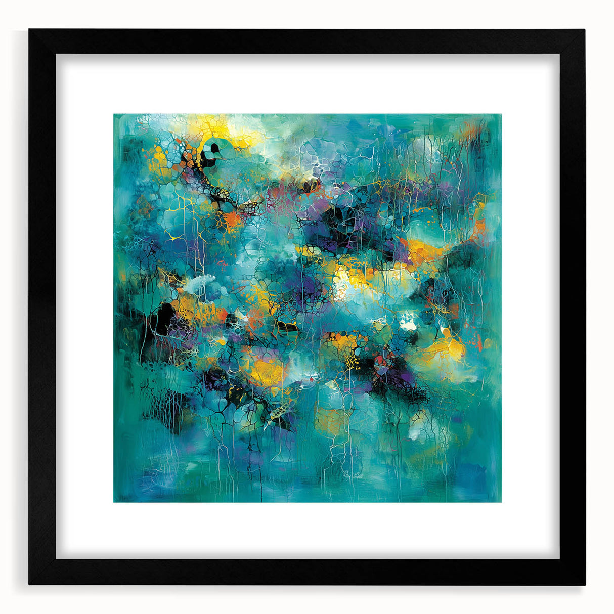 Tropical Abstract Wall Art – Turquoise, Lime & Coral Canvas Print