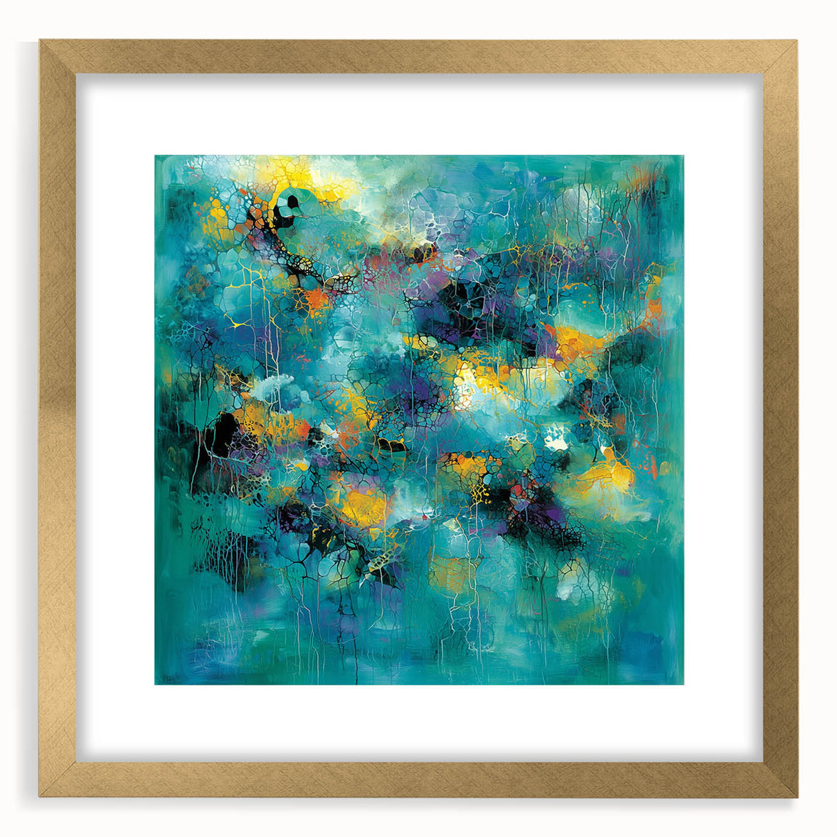 Tropical Abstract Wall Art – Turquoise, Lime & Coral Canvas Print