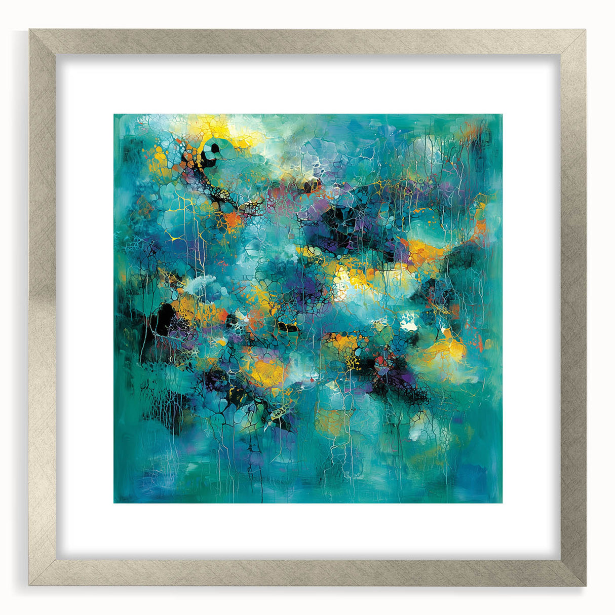 Tropical Abstract Wall Art – Turquoise, Lime & Coral Canvas Print