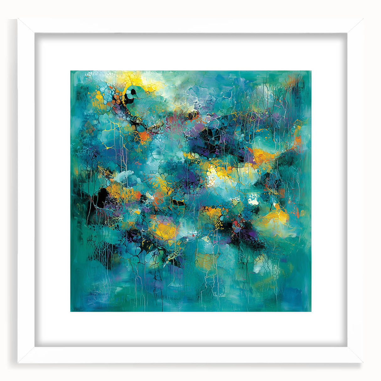 Tropical Abstract Wall Art – Turquoise, Lime & Coral Canvas Print