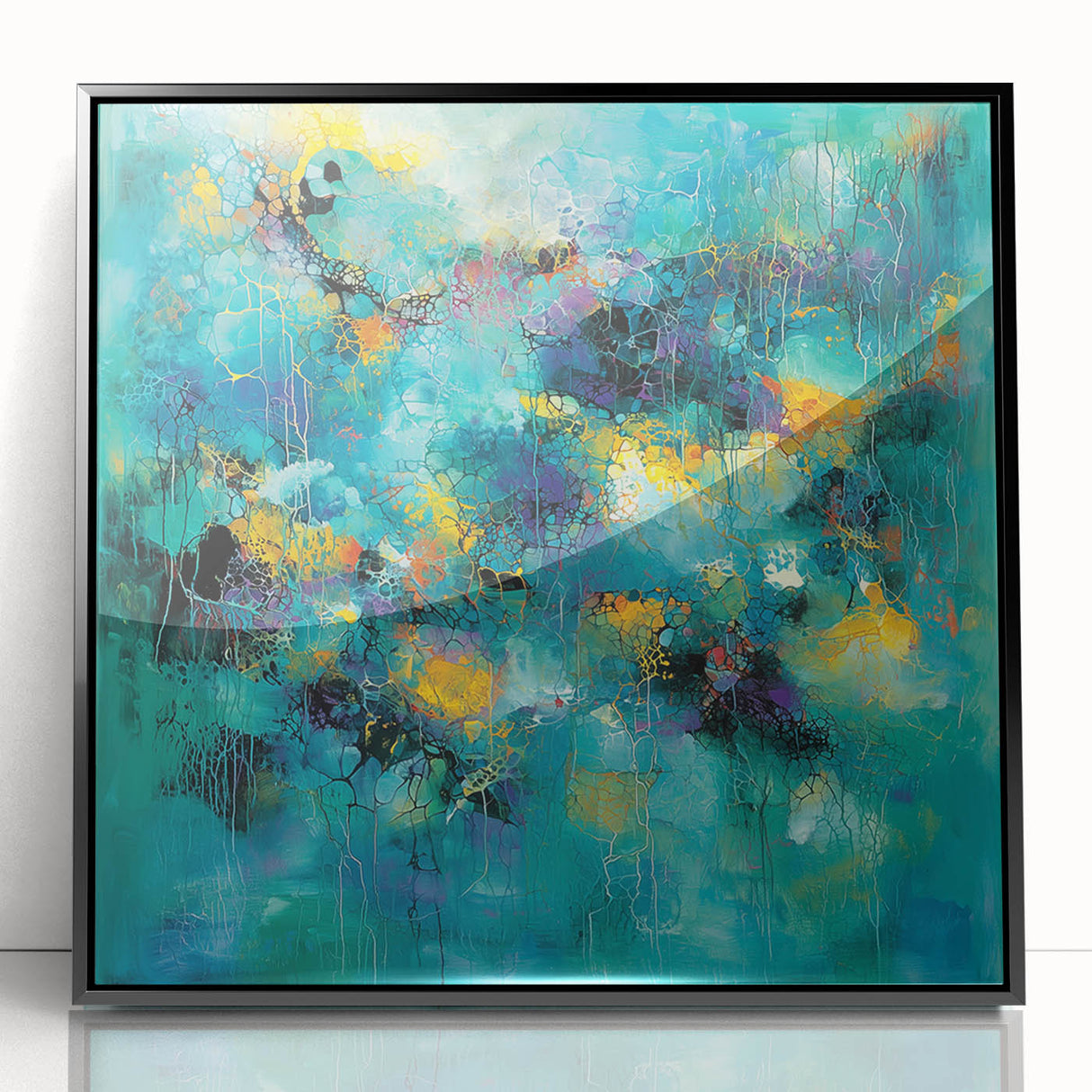 Tropical Abstract Wall Art – Turquoise, Lime & Coral Canvas Print