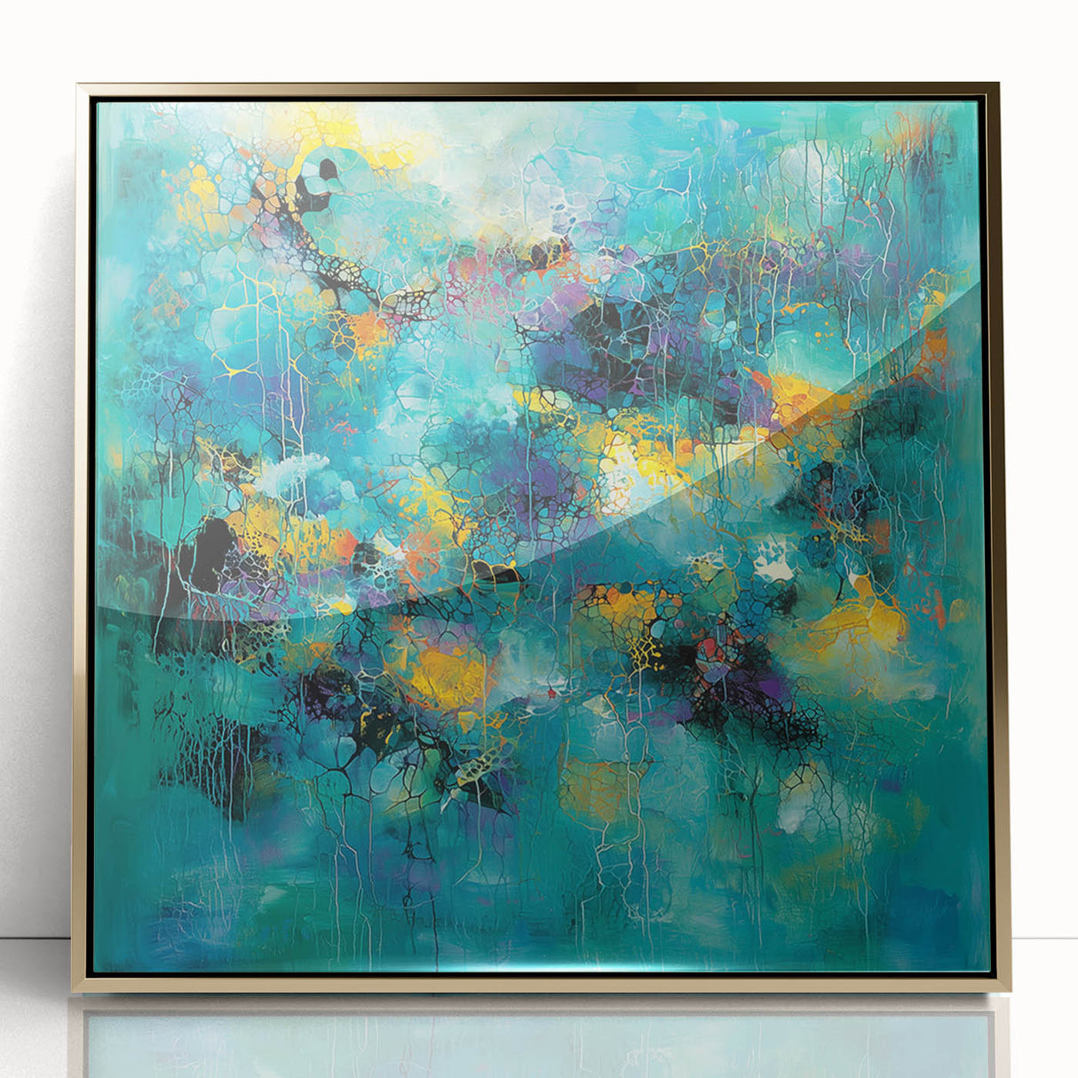Tropical Abstract Wall Art – Turquoise, Lime & Coral Canvas Print
