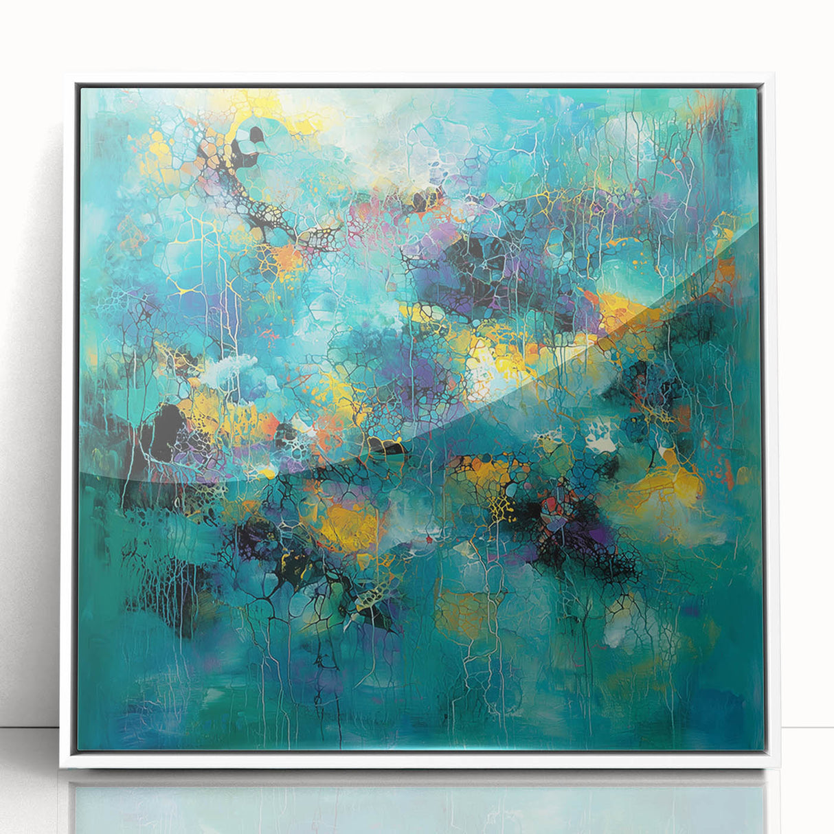 Tropical Abstract Wall Art – Turquoise, Lime & Coral Canvas Print