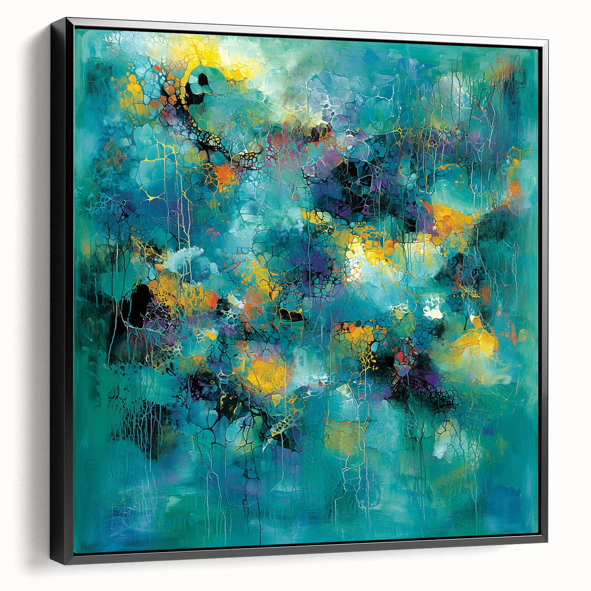 Tropical Abstract Wall Art – Turquoise, Lime & Coral Canvas Print