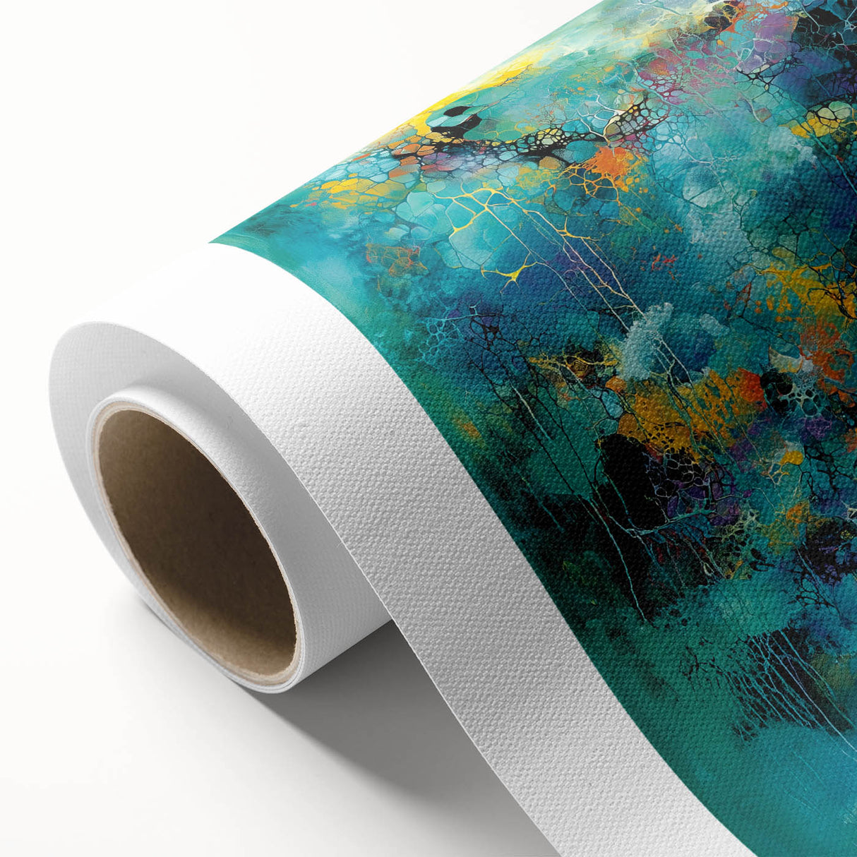 Tropical Abstract Wall Art – Turquoise, Lime & Coral Canvas Print