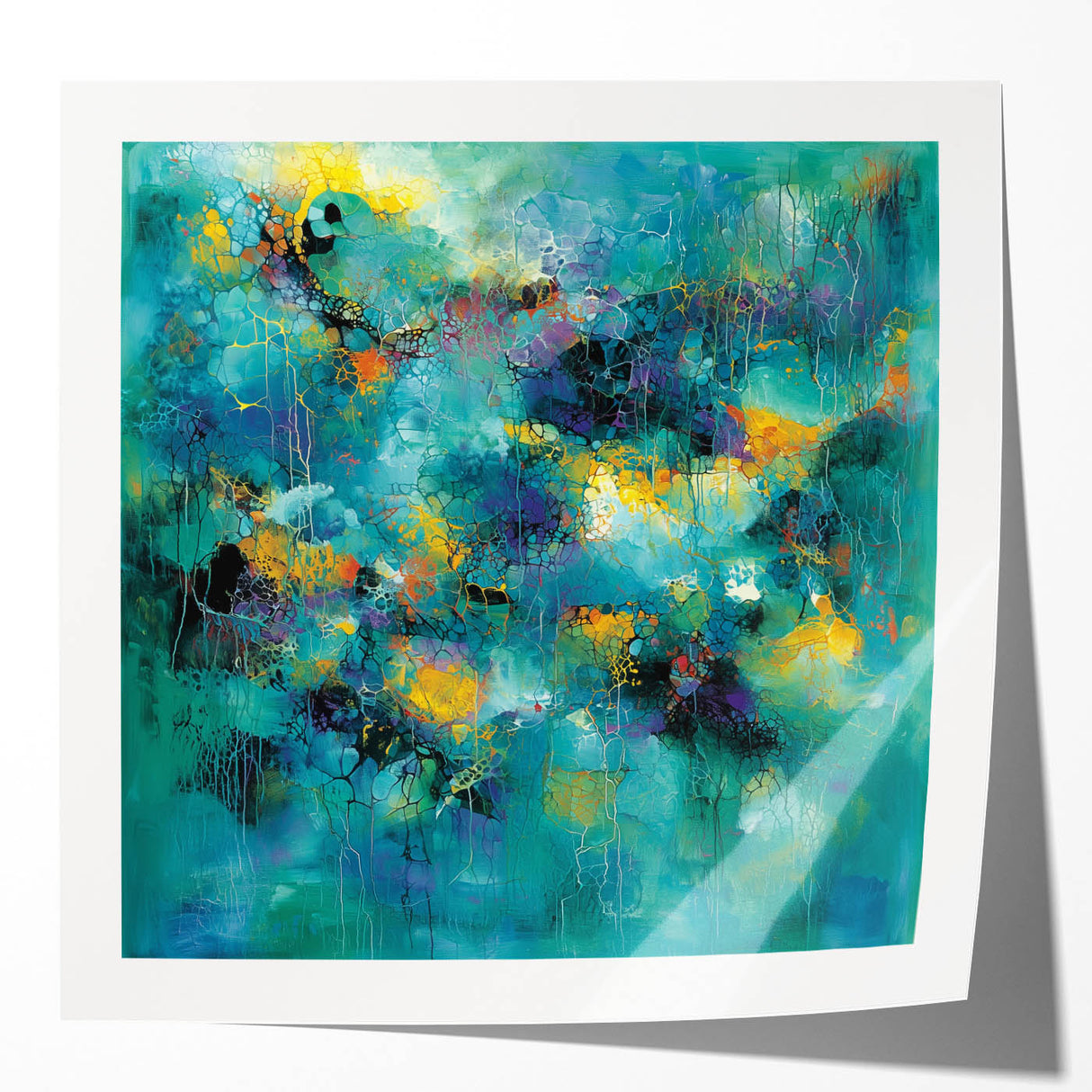 Tropical Abstract Wall Art – Turquoise, Lime & Coral Canvas Print