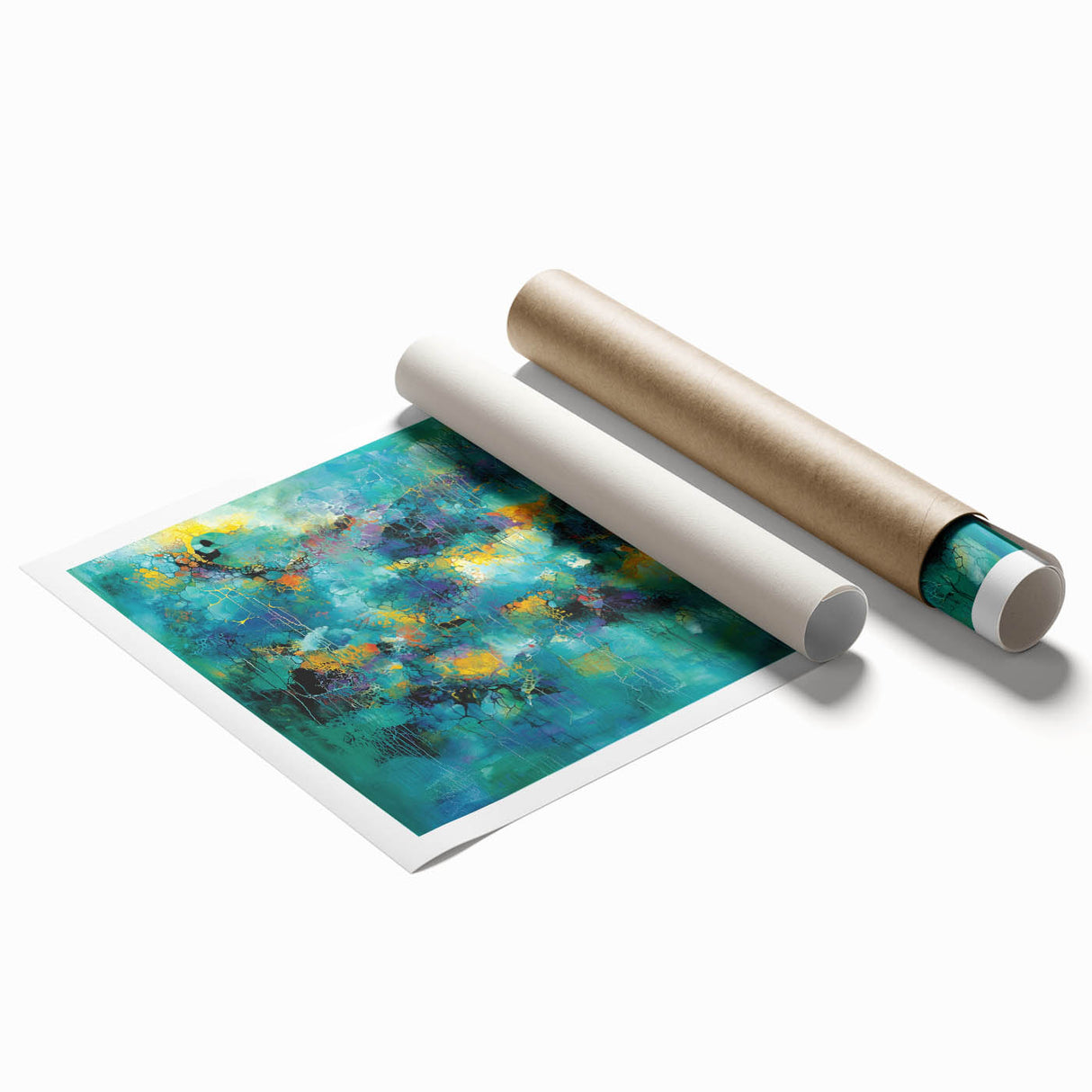 Tropical Abstract Wall Art – Turquoise, Lime & Coral Canvas Print
