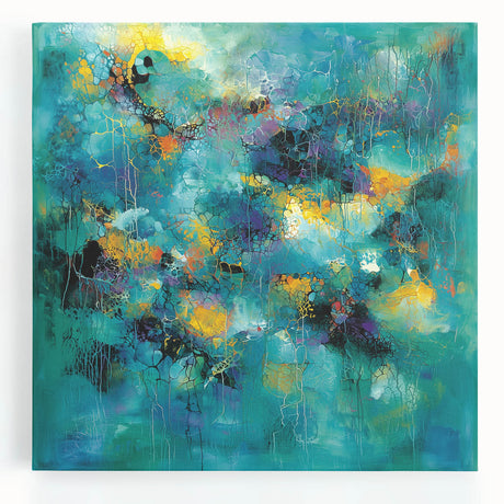 Tropical Abstract Wall Art – Turquoise, Lime & Coral Canvas Print