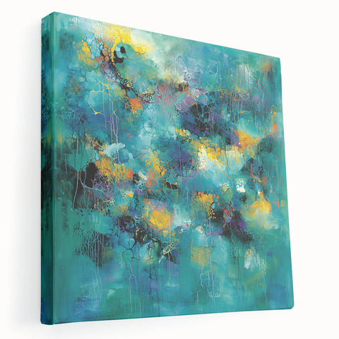 Tropical Abstract Wall Art – Turquoise, Lime & Coral Canvas Print