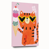 Kids Room Decor - Fun Tiger & Ice Cream Wall Art for Girls’ Spaces