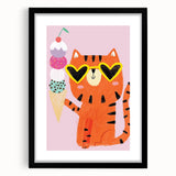 Kids Room Decor - Fun Tiger & Ice Cream Wall Art for Girls’ Spaces