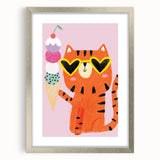 Kids Room Decor - Fun Tiger & Ice Cream Wall Art for Girls’ Spaces
