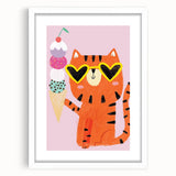 Kids Room Decor - Fun Tiger & Ice Cream Wall Art for Girls’ Spaces