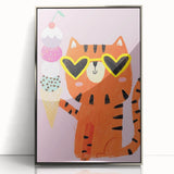 Kids Room Decor - Fun Tiger & Ice Cream Wall Art for Girls’ Spaces