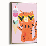 Kids Room Decor - Fun Tiger & Ice Cream Wall Art for Girls’ Spaces
