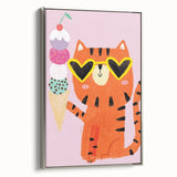Kids Room Decor - Fun Tiger & Ice Cream Wall Art for Girls’ Spaces