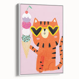 Kids Room Decor - Fun Tiger & Ice Cream Wall Art for Girls’ Spaces