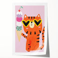 Kids Room Decor - Fun Tiger & Ice Cream Wall Art for Girls’ Spaces