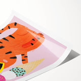 Kids Room Decor - Fun Tiger & Ice Cream Wall Art for Girls’ Spaces