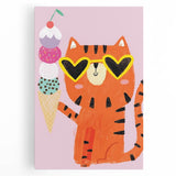 Kids Room Decor - Fun Tiger & Ice Cream Wall Art for Girls’ Spaces